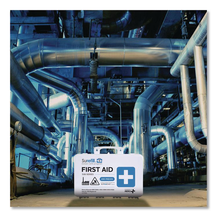 50 Series ANSI 2021 B First Aid Kit - Weatherproof Plastic Case, 50 Person, 285 Pieces