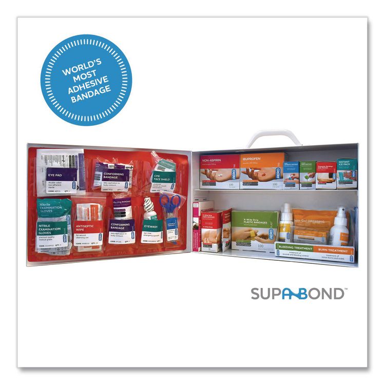 80 Series Class B 2-Shelf First Aid Cabinet - Meds, 80 Person, 391 Pieces, Metal Case