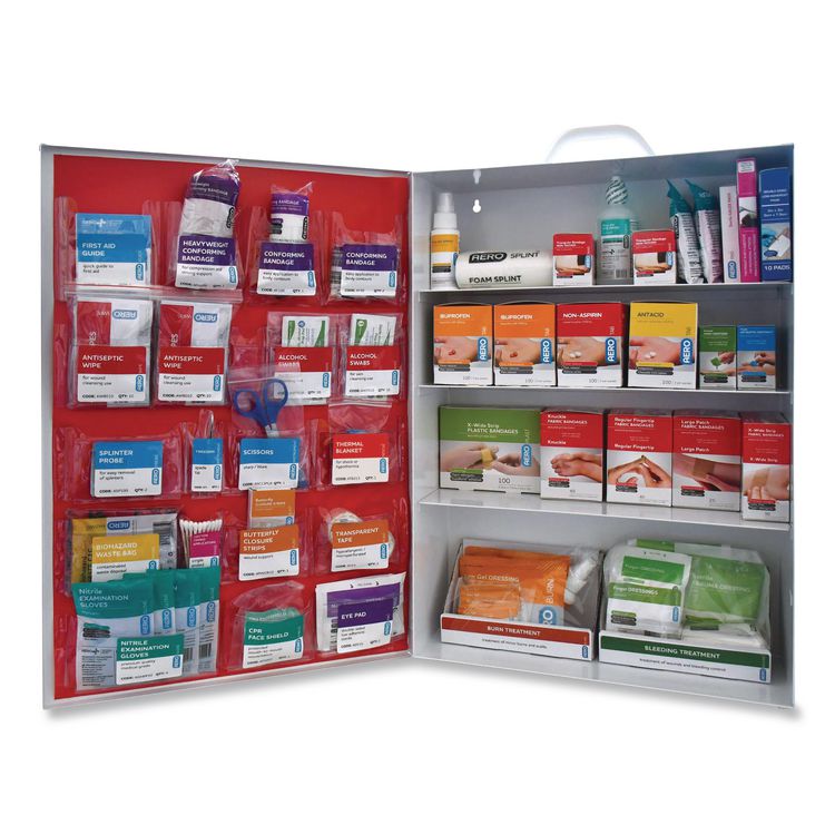 First Aid Station - First Aid, Eyewash, AED 350P, 4 Pieces, Metal Case