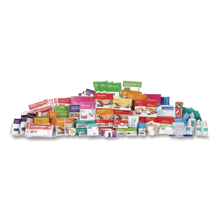 200 Series Class B 5-Shelf First Aid Cabinet - Meds, 200 Person, 1,183 Pieces, Metal Case