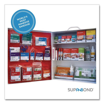 100 Series Class A 3-Shelf First Aid Cabinet - Meds 100 Person, 576 Pieces, Metal Case