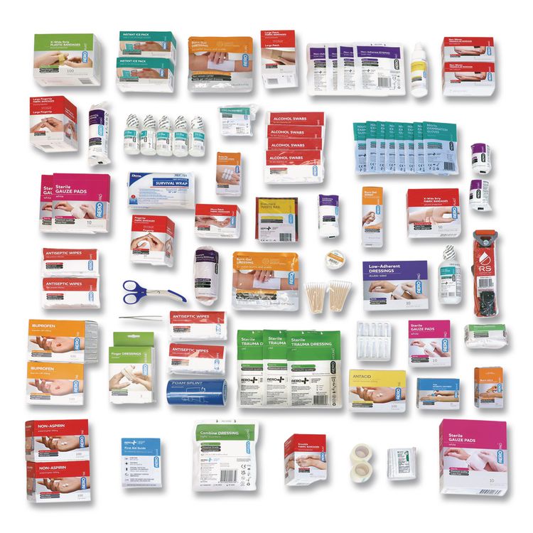 200 Series Class B 5-Shelf First Aid Cabinet - Meds, 200 Person, 1,183 Pieces, Metal Case