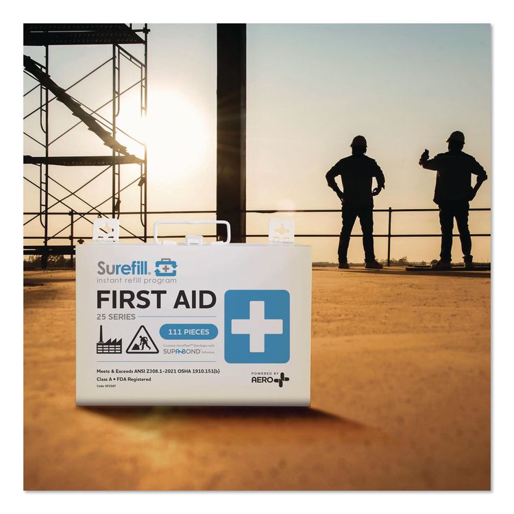 25 ANSI 2021 A+ First Aid Kit with Metal Case, 111 Pieces