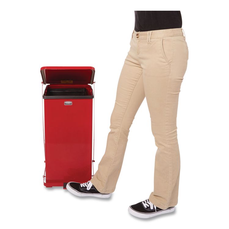 Defenders Heavy-Duty Steel Step Can, 6.5 gal, Steel, Red