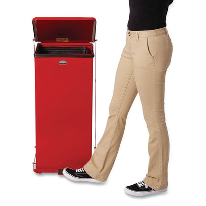 Defenders Heavy-Duty Steel Step Can, 13 gal, Steel, Red
