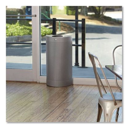 Designer Line Silhouettes Waste Receptacle, 12 gal, Steel, Silver Metallic