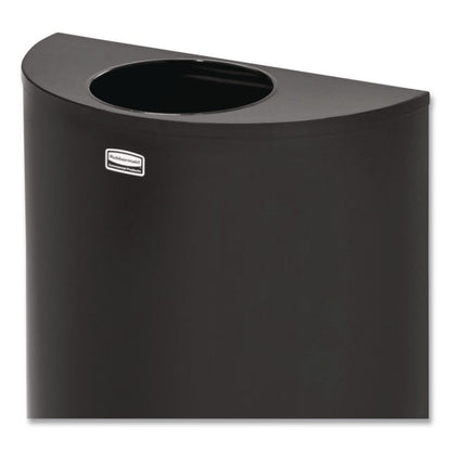 European and Metallic Series Open Top Half-Round Receptacle, 12 gal, Steel, Black/Chrome