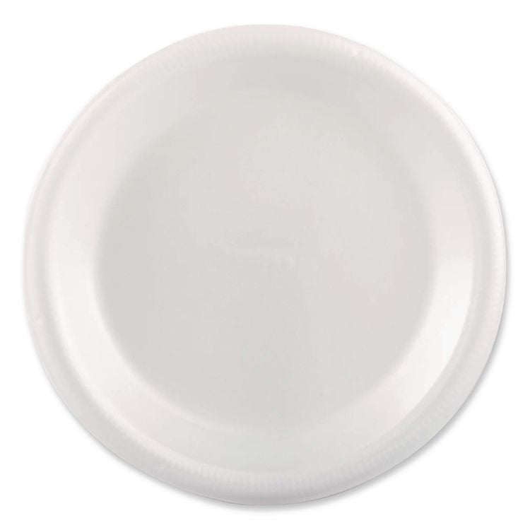 Foam Dinnerware, Plate, 9" dia, Poly Bag, White, 125/Sleeve, 4 Sleeves/Pack