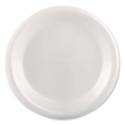 Foam Dinnerware, Plate, 9" dia, Poly Bag, White, 125/Sleeve, 4 Sleeves/Pack