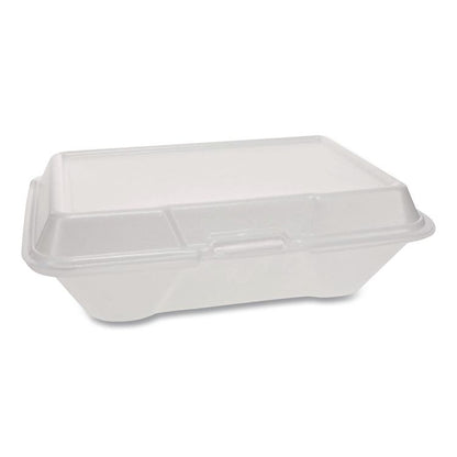 Foam Hinged Lid Container Secure One Tab Latch, 3 Compartments, 7.81 x 8.75 x 3.38, White, 100/Sleeve, 2 Sleeves/Bag