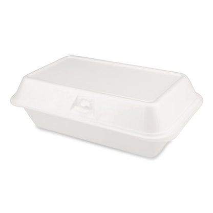 Foam Hinged Lid Container, Secure One Tab Latch, Poly Bag, 7.81 x 8.75 x 3.38, White, 100/Sleeve, 2 Sleeves/Bag, 1 Bag/Pack