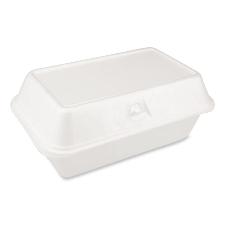 Foam Hinged Lid Container, Secure One Tab Latch, Poly Bag, 7.81 x 8.75 x 3.38, White, 100/Sleeve, 2 Sleeves/Bag, 1 Bag/Pack