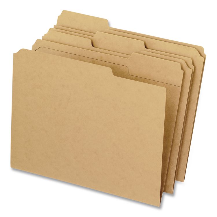 Dark Kraft File Folders with Double-Ply Top, 1/3-Cut Tabs: Assorted, Legal Size, 0.75" Expansion, Brown, 100/Box
