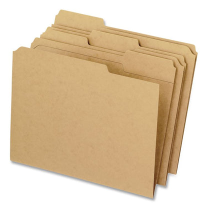 Dark Kraft File Folders with Double-Ply Top, 1/3-Cut Tabs: Assorted, Legal Size, 0.75" Expansion, Brown, 100/Box