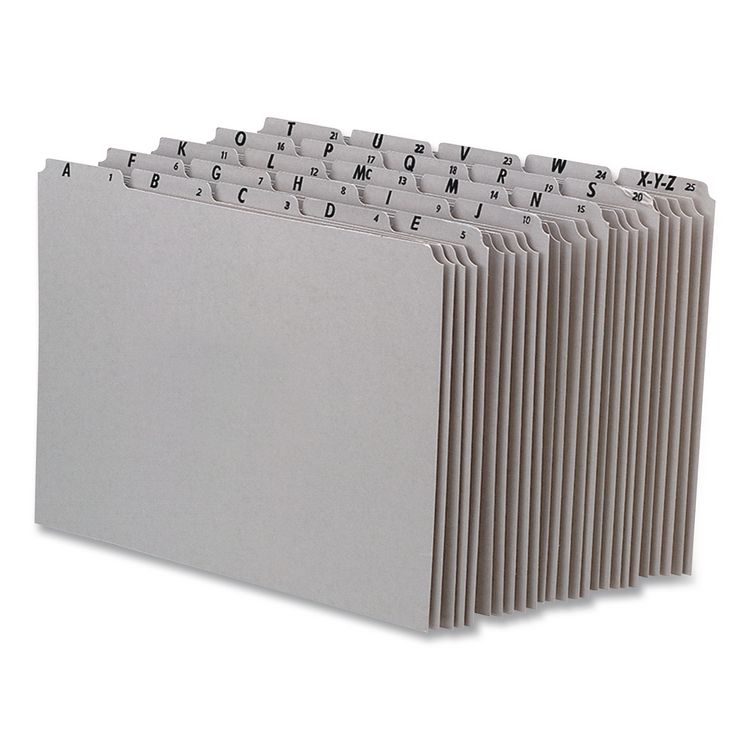 Top Tab A-Z File Guides, 1/5-Cut Top Tab, A to Z, 8.5 x 14, Gray, 25/Set