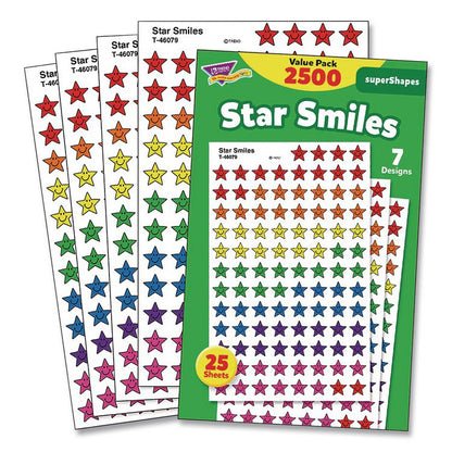 Sticker Assortment Pack, Smiling Star, Assorted Colors, 2,500/Pack
