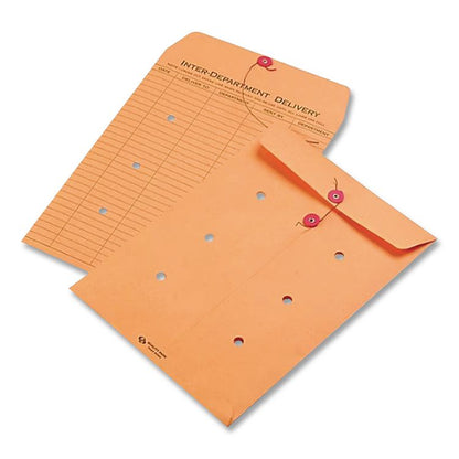 Brown Kraft String/Button Interoffice Envelope, #90, One-Sided Five-Column Format, 31-Entries, 9 x 12, Brown Kraft, 100/CT