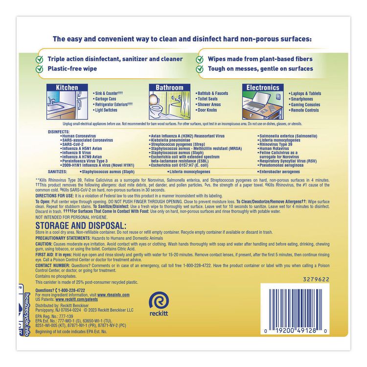 Disinfecting Wipes II Fresh Citrus, 1-Ply, 7 x 7.25, White, 70 Wipes/Canister, 6 Canisters/Carton