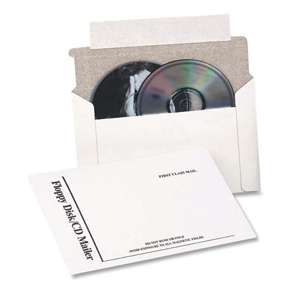 Disk/CD Foam-Lined Mailers for CDs/DVDs, Square Flap, Redi-Strip Adhesive Closure, 8.5 x 6, White, 25/Box