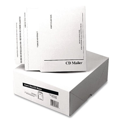 Disk/CD Foam-Lined Mailers for CDs/DVDs, Square Flap, Redi-Strip Adhesive Closure, 8.5 x 6, White, 25/Box