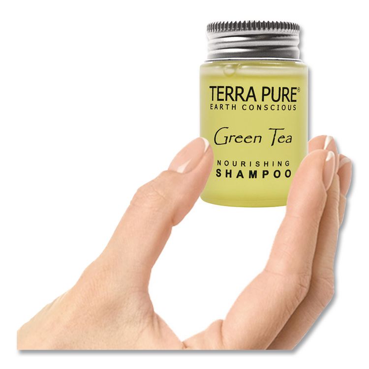 Terra Pure Shampoo Jam Jar, Green Tea Lemongrass Scent, 1 oz Jar, 300/Carton