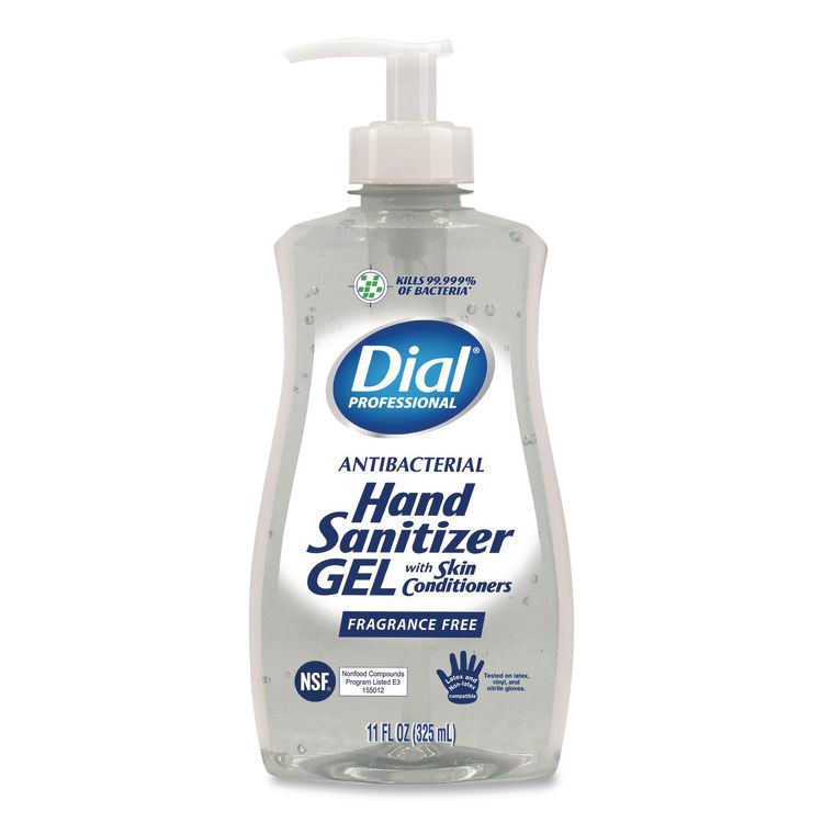 Gel Antibacterial Hand Sanitizer, 11 oz Pump Bottle, Fragrance-Free, 12/Carton