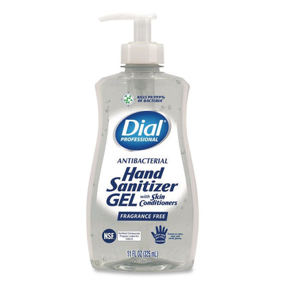 Gel Antibacterial Hand Sanitizer, 11 oz Pump Bottle, Fragrance-Free, 12/Carton