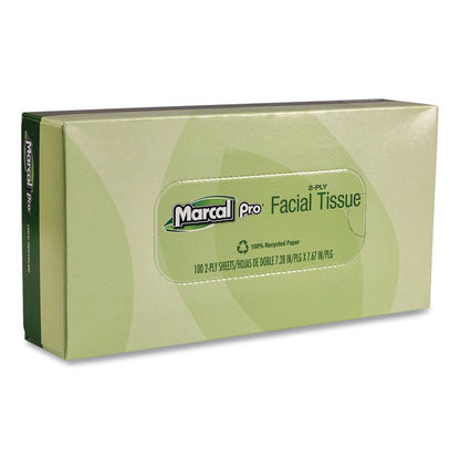 100% Recycled Convenience Pack Facial Tissue, 2-Ply, White, 100 Sheets/Box, 30/Carton