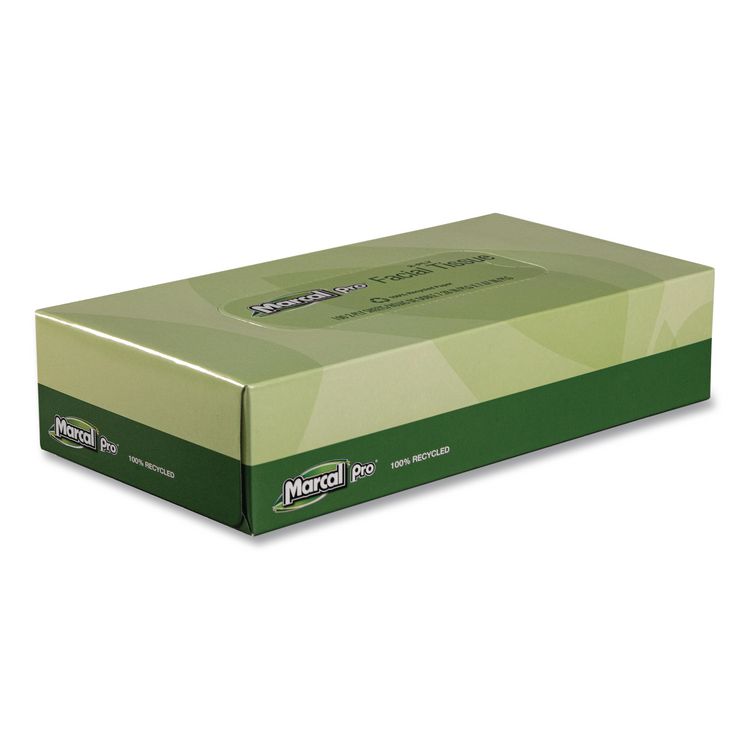 100% Recycled Convenience Pack Facial Tissue, 2-Ply, White, 100 Sheets/Box, 30/Carton