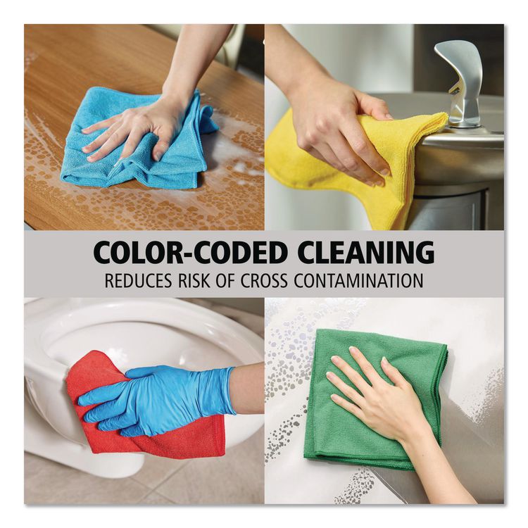 Microfiber Cleaning Cloths, 12 x 12, Green, 24/Pack