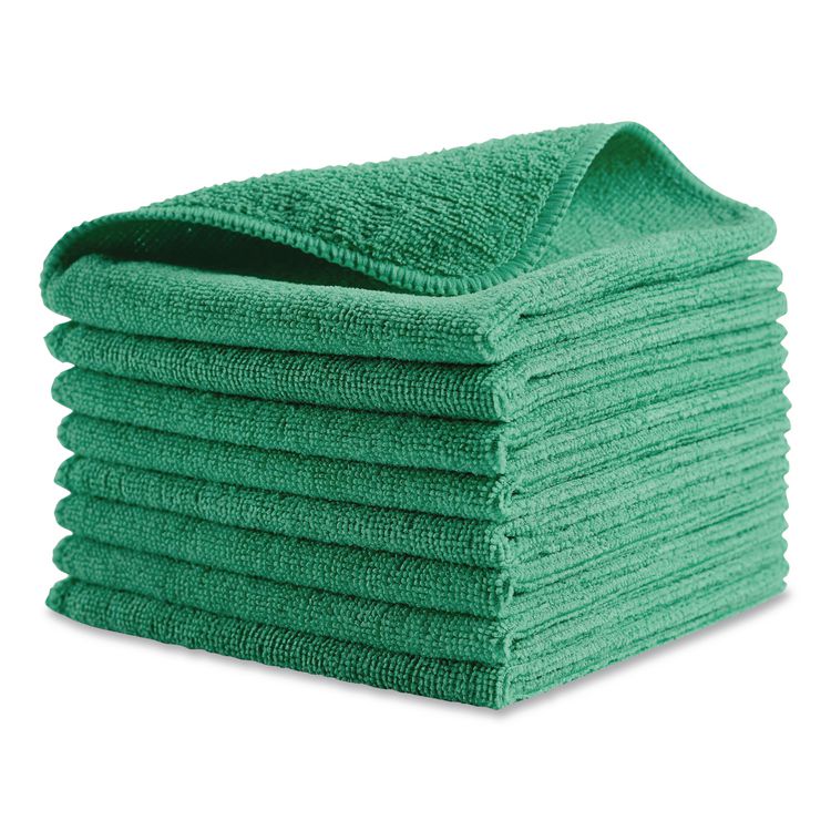 Microfiber Cleaning Cloths, 12 x 12, Green, 24/Pack