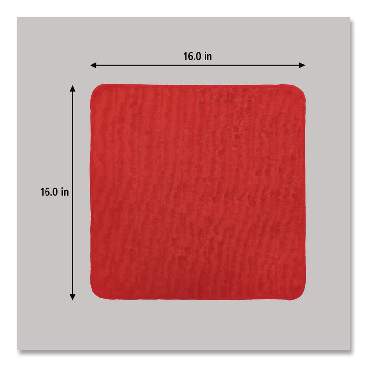 Microfiber Cleaning Cloths, 16 x 16, Red, 24/Pack
