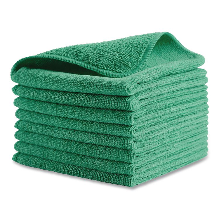 Microfiber Cleaning Cloths, 16 x 16, Green, 24/Pack