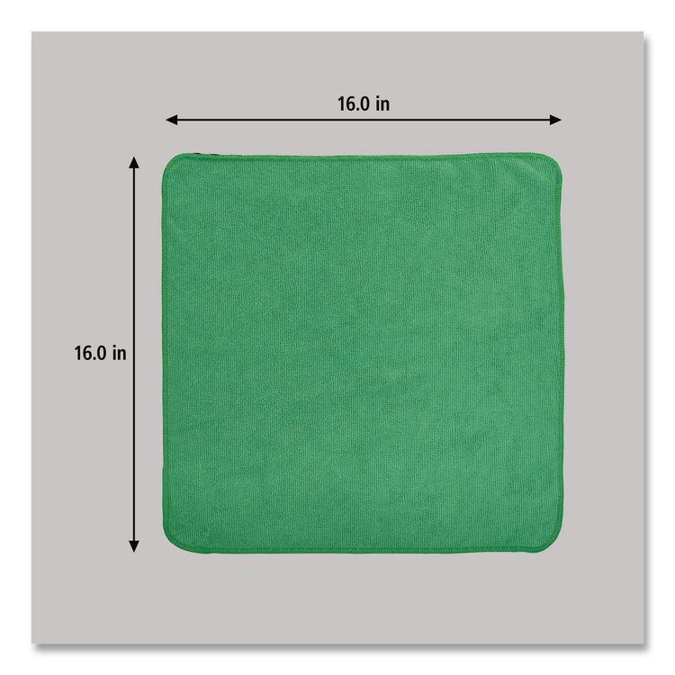 Microfiber Cleaning Cloths, 16 x 16, Green, 24/Pack