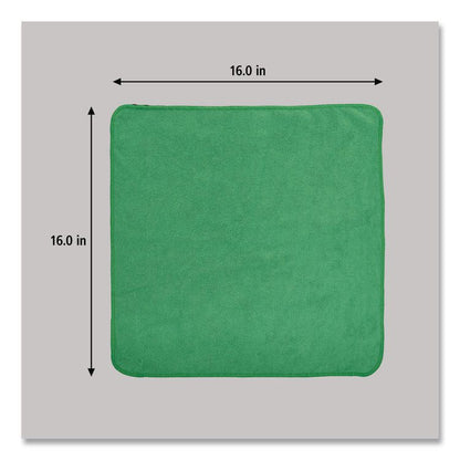 Microfiber Cleaning Cloths, 16 x 16, Green, 24/Pack