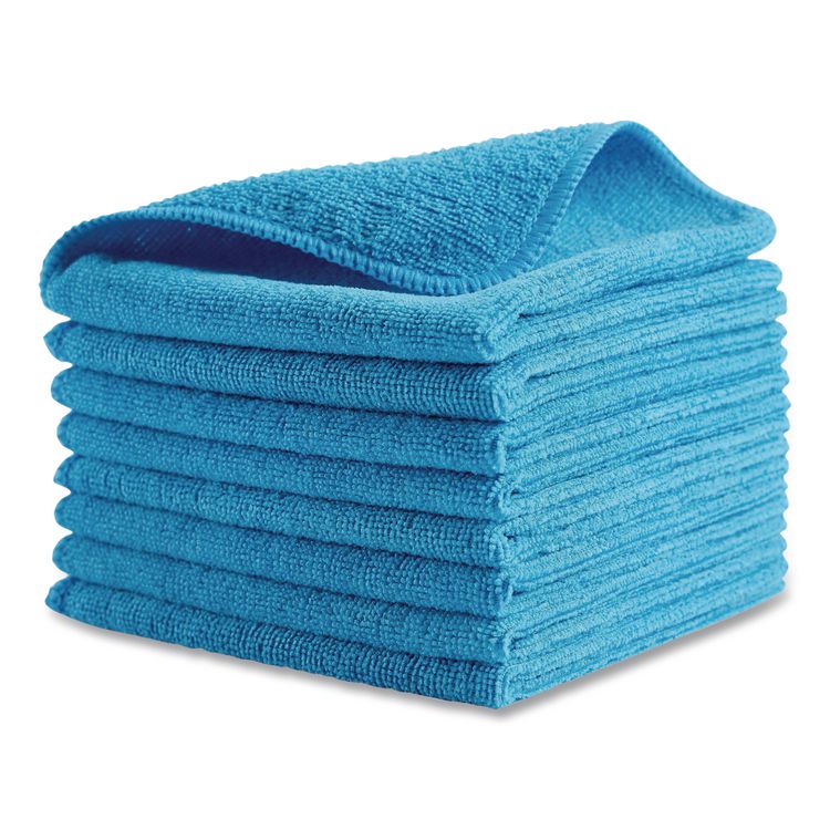 Microfiber Cleaning Cloths, 16 x 16, Blue, 24/Pack