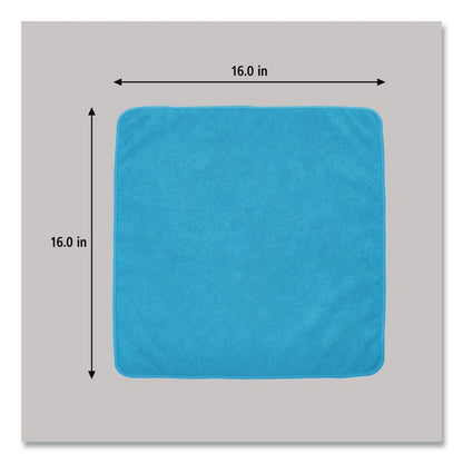 Microfiber Cleaning Cloths, 16 x 16, Blue, 24/Pack