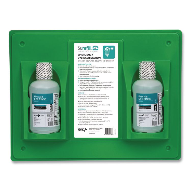 Emergency Eyewash Station, 16 oz Bottle, 2 Bottles/Station