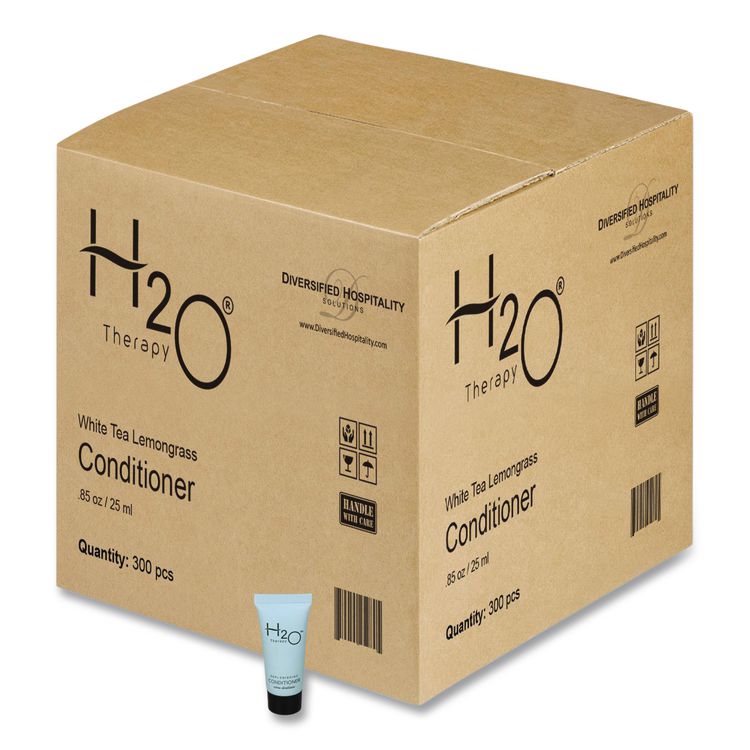 H2O Therapy Conditioner Single Use, White Tea and Lemongrass Scent, 0.85 oz Tube, 300/Carton