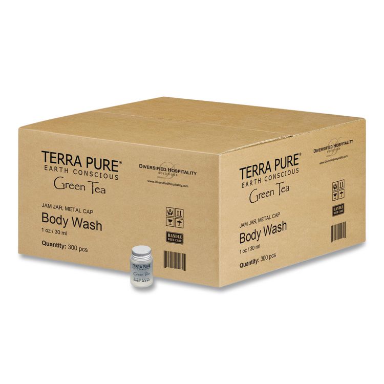 Terra Pure Shampoo Jam Jar, Green Tea Lemongrass Scent, 1 oz Jar, 300/Carton