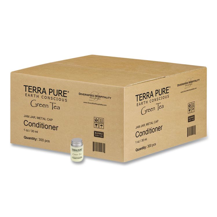 Terra Pure Conditioner Jam Jar, Green Tea Lemongrass Scent, 1 oz Jar, 300/Carton