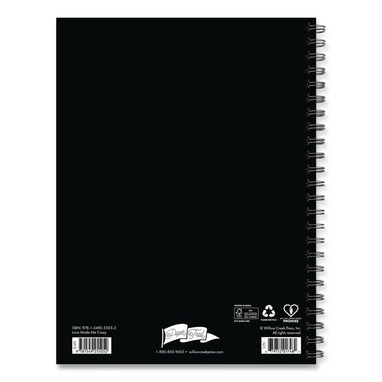 Love Made Me Crazy Undated Journal, Medium/College Rule, Black/White/Red Cover, (80) 8 x 6 Sheets