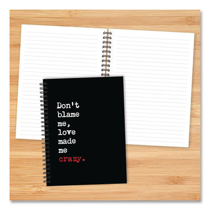 Love Made Me Crazy Undated Journal, Medium/College Rule, Black/White/Red Cover, (80) 8 x 6 Sheets