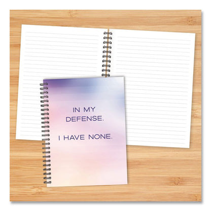No Defense Undated Journal, Medium/College Rule, Pastel Multicolor Cover, (80) 8 x 6 Sheets