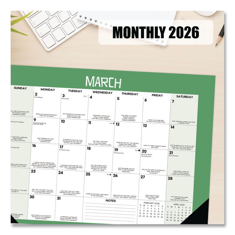 Bad Dad Jokes Monthly Desk Pad Calendar, 17 x 12, White/Multicolor Sheets, Black Headband/Corners, 12-Month (Jan to Dec) 2026