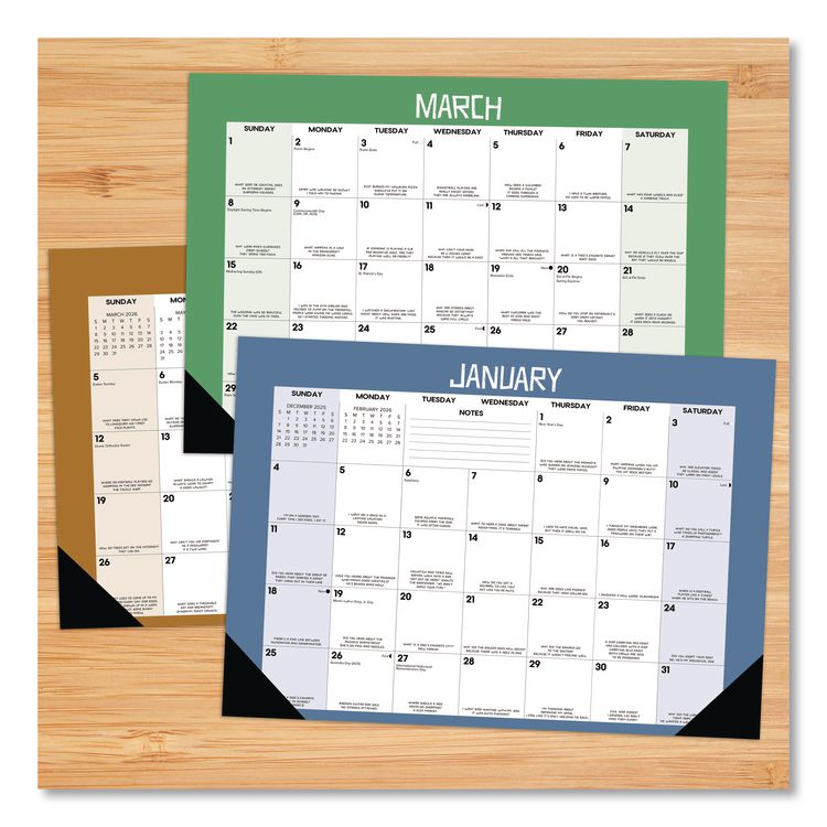 Bad Dad Jokes Monthly Desk Pad Calendar, 17 x 12, White/Multicolor Sheets, Black Headband/Corners, 12-Month (Jan to Dec) 2026