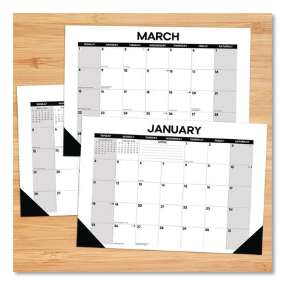 Basic Small Monthly Desk Pad Calendar, 17 x 12, White/Gray/Black Sheets, Black Headband/Corners, 12-Month (Jan to Dec) 2026