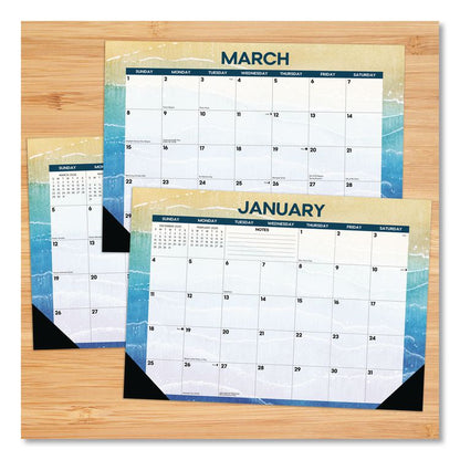 Beaches Monthly Desk Pad Calendar, 17 x 12, White/Multicolor Sheets, Black Headband/Corners, 12-Month (Jan to Dec) 2026