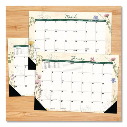 Botanical Garden Monthly Desk Pad Calendar, 17 x 12, Cream/Multicolor Sheets, Black Headband/Corners, 12-Month (Jan-Dec) 2026