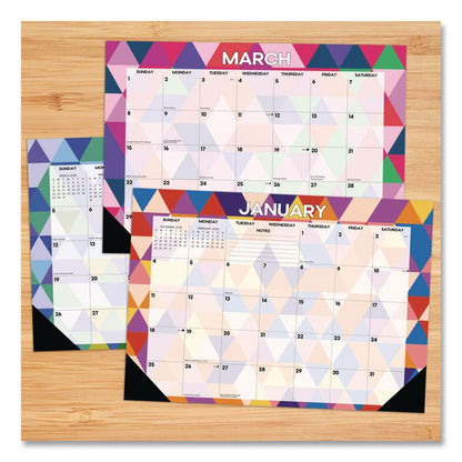 Modern Small Geometric Monthly Desk Pad Calendar, 17 x 12, Multicolor Sheets, Black Headband/Corners, 12-Month (Jan-Dec) 2026